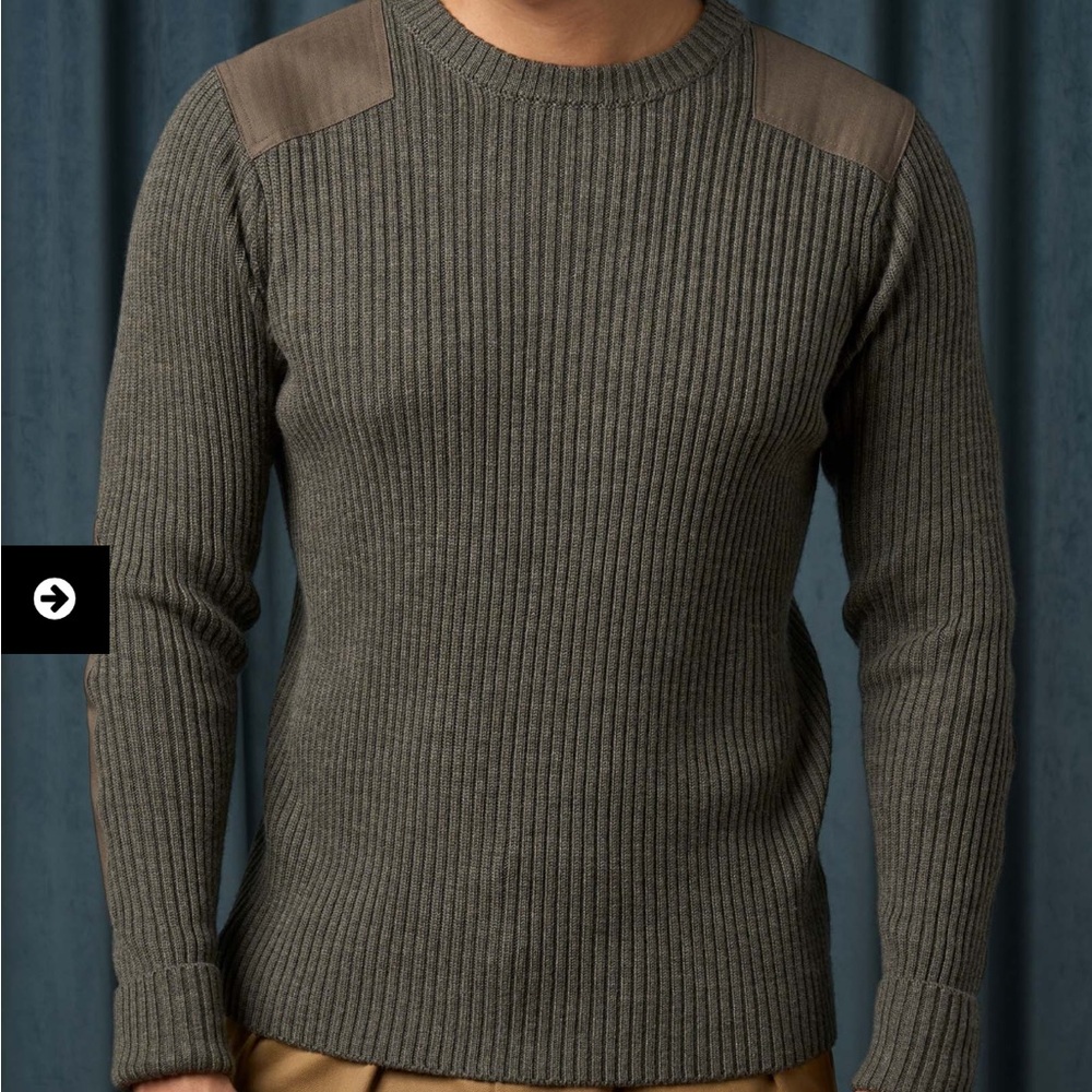 SPIER MACKAY Men's Green Commando Knit Sweater Size M Merino Wool Crew Neck $148